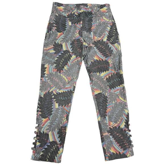 Vintage 90s ATTYRE NYC Aboriginal Print Rainbow Pants Silver Buttons - Picture 1 of 9